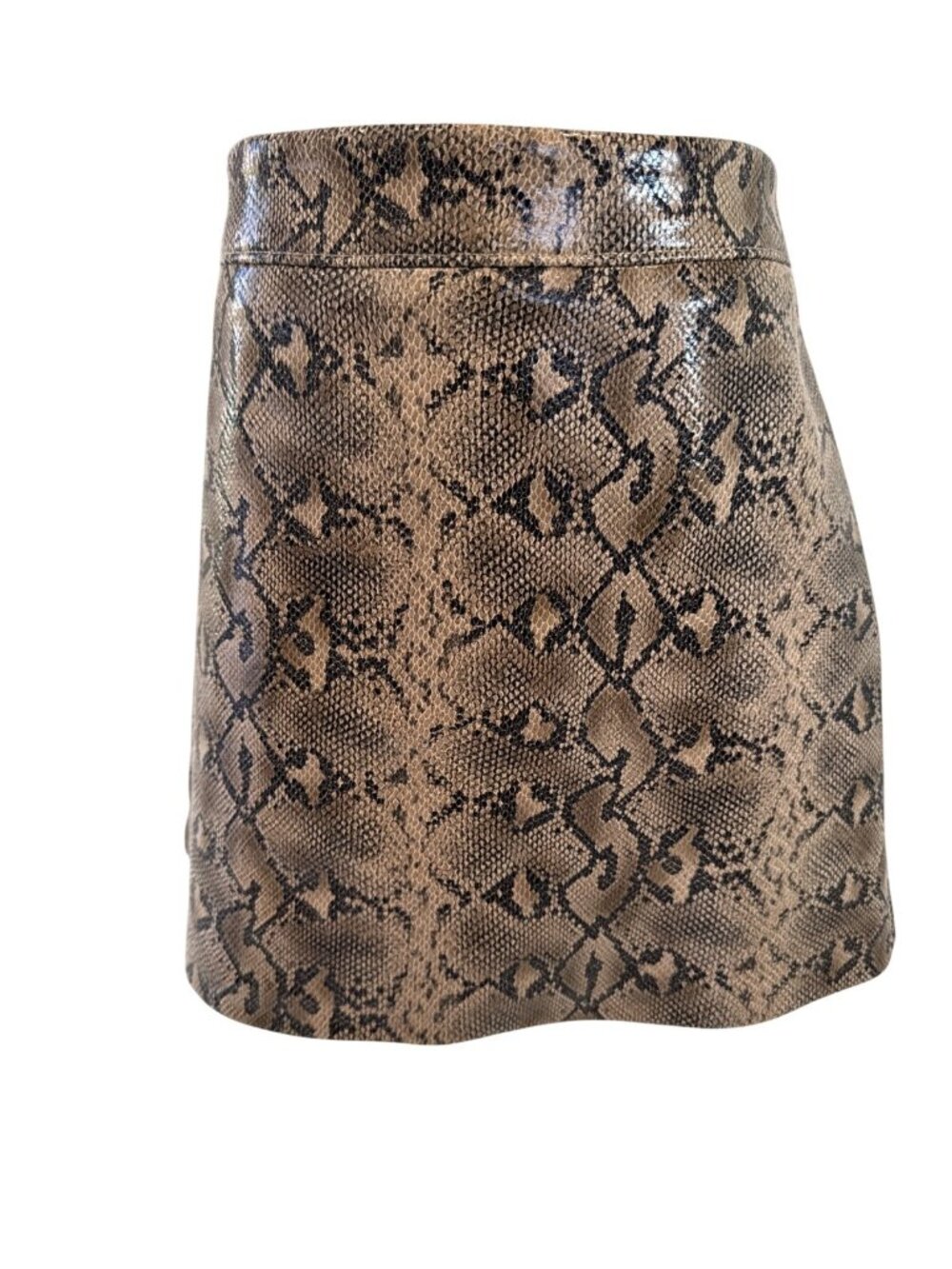 Blanknyc Brown & Black Snake Print Faux Leather Mini Skirt Size 31